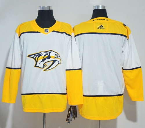 Adidas Predators Blank White Road Authentic Stitched NHL Jersey - Click Image to Close
